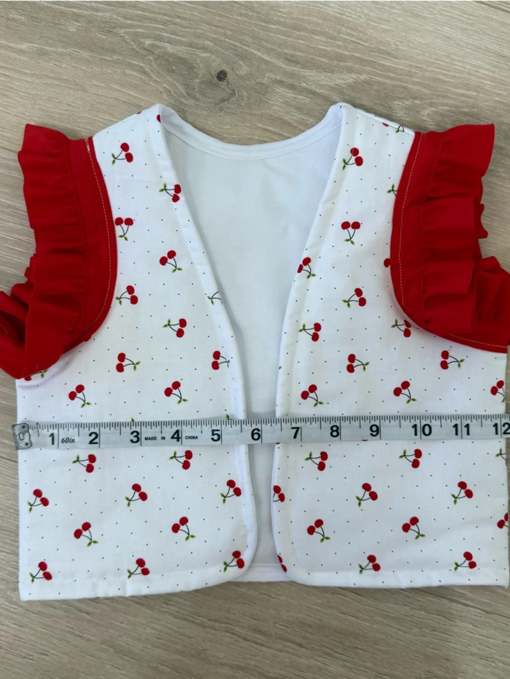 Remi Lyn & Co. Handmade Cherry Print Open Front Vest
